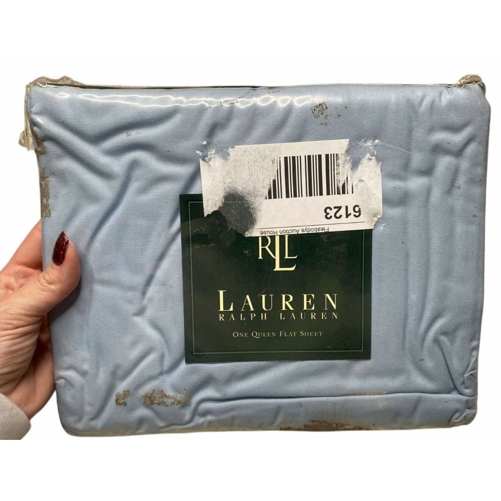 Lauren Ralph Lauren Queen flat sheet New in Package measures 90x102 Blue Harbor