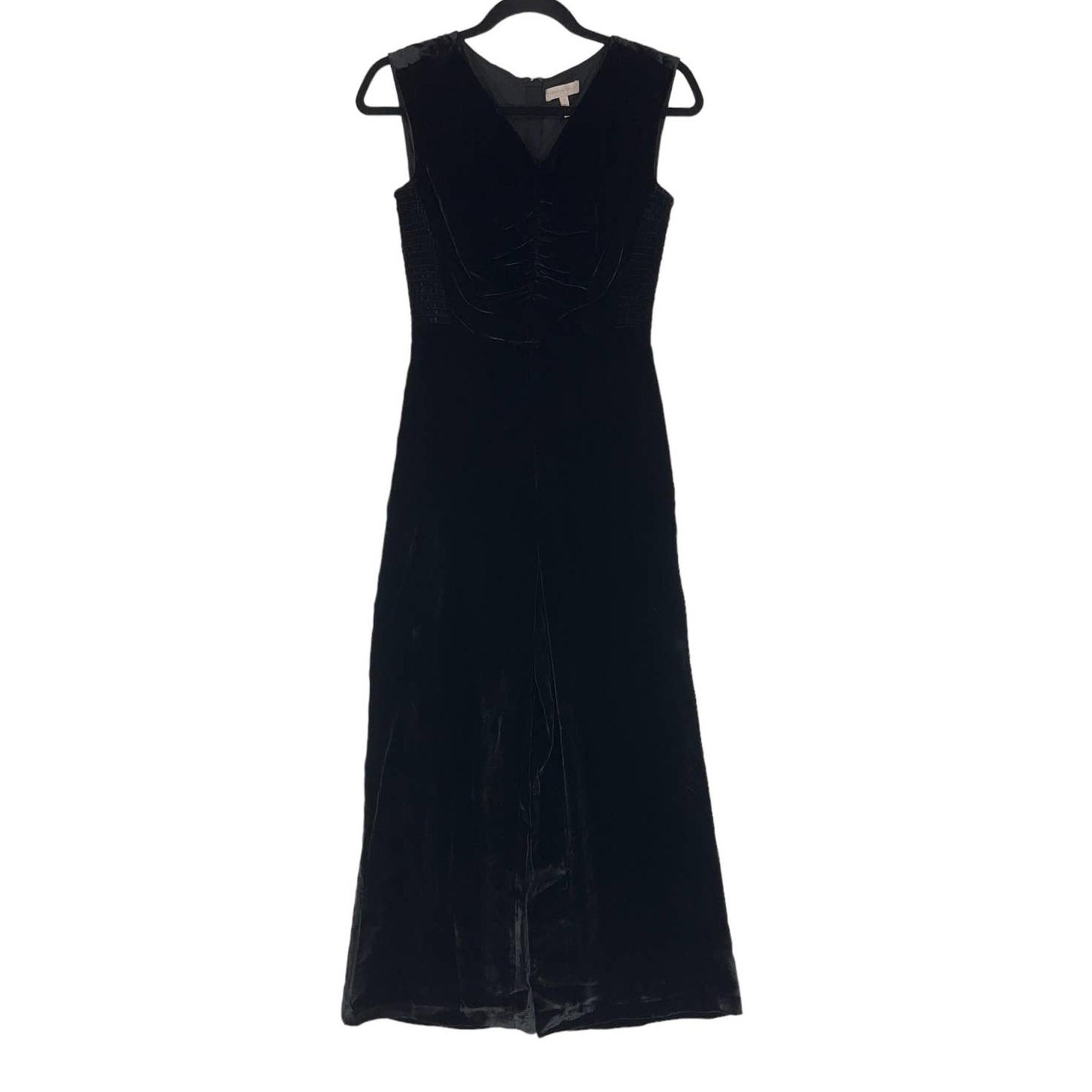 Rebecca Taylor Womens size 0 jumpsuit black velvet ruched