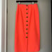 Cinq a Sept Orange Set. Puff Sleeve Crop Top + Buttoned Pencil Skirt