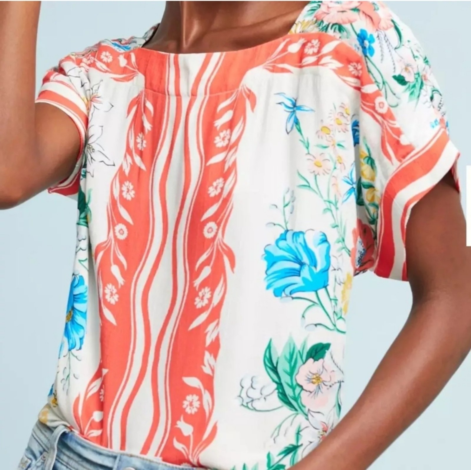 Anthropologie Maeve Romina Floral Scarf Women's Top Size Small