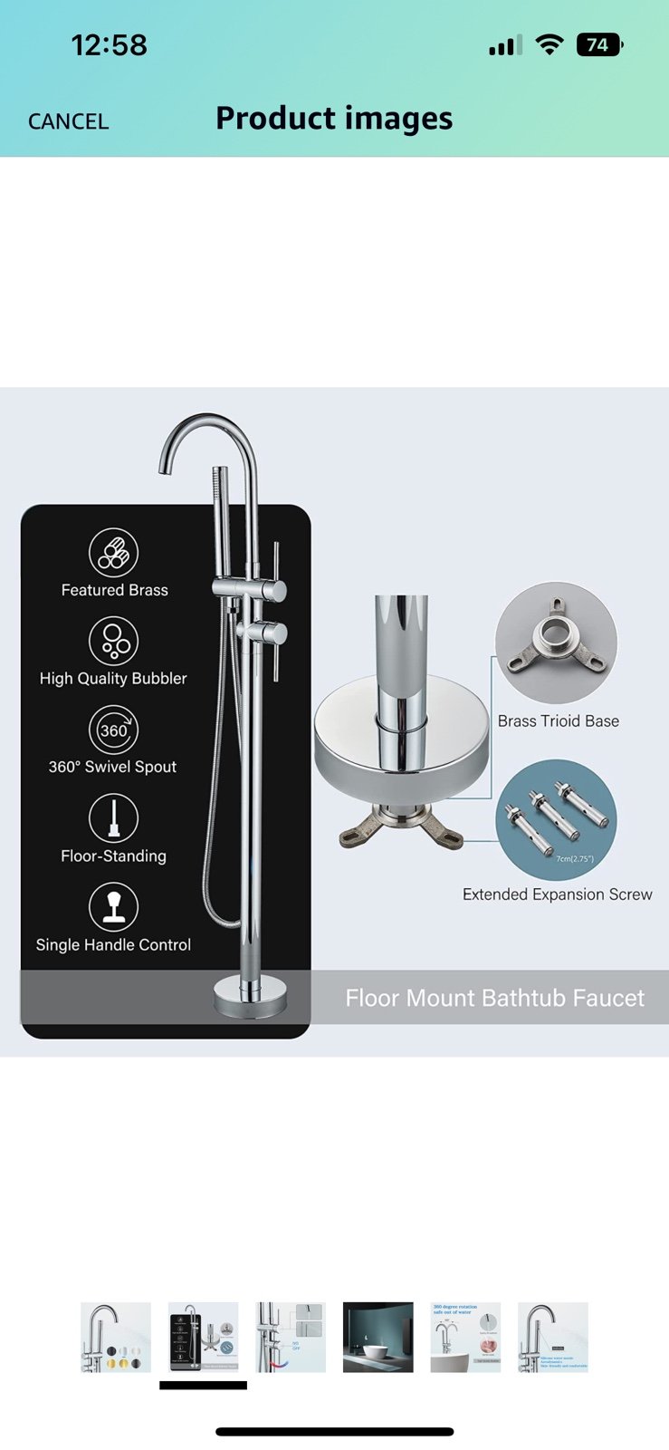 NEW Freestanding Bathtub Faucet Floor Mount Tub Filler Chrome High Flow Shower