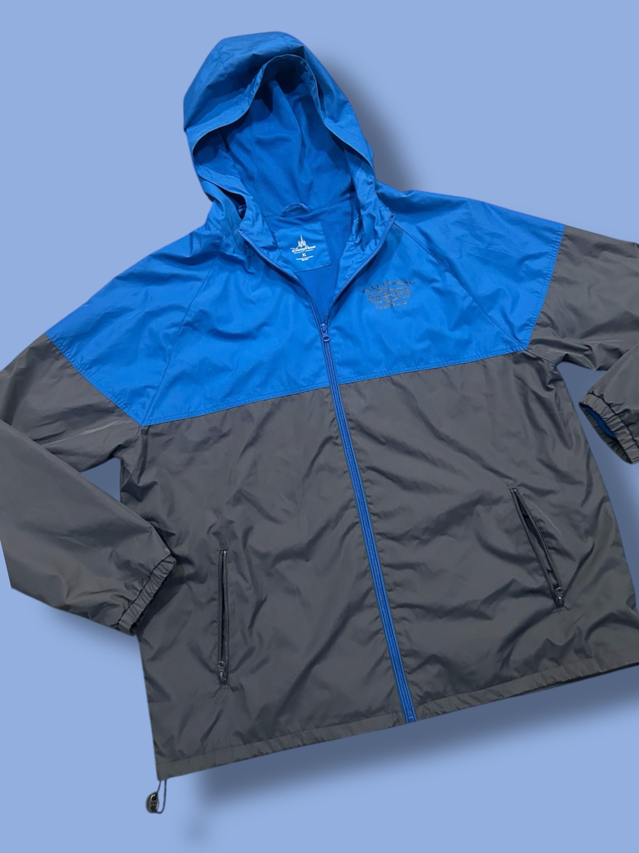 Walt Disney World Park 1971 Mens Windbreaker Rain Jacket Blue Grey