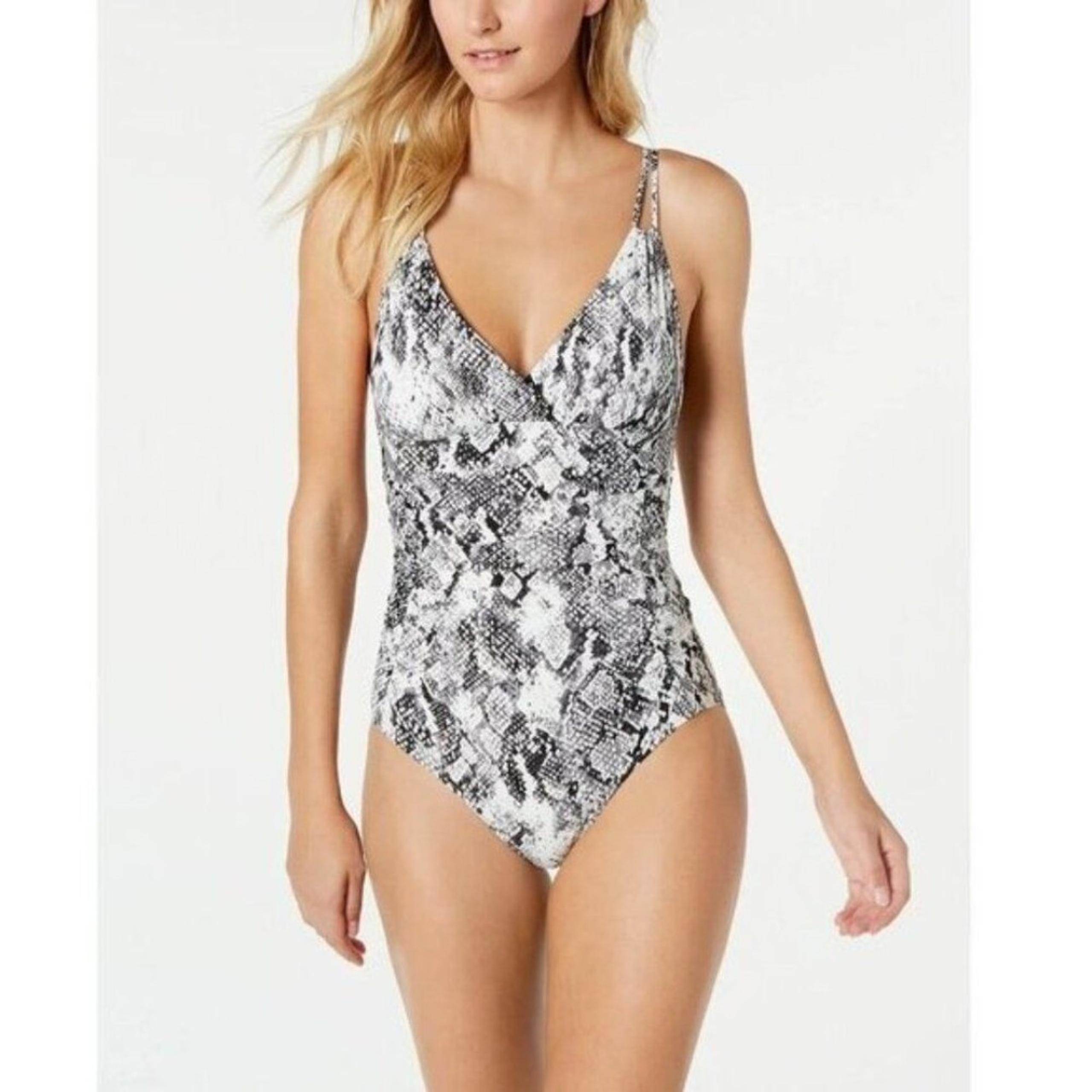 NEW Calvin Klein Snakeskin Print Slimming One Piece Swimsuit Women's Size 12
