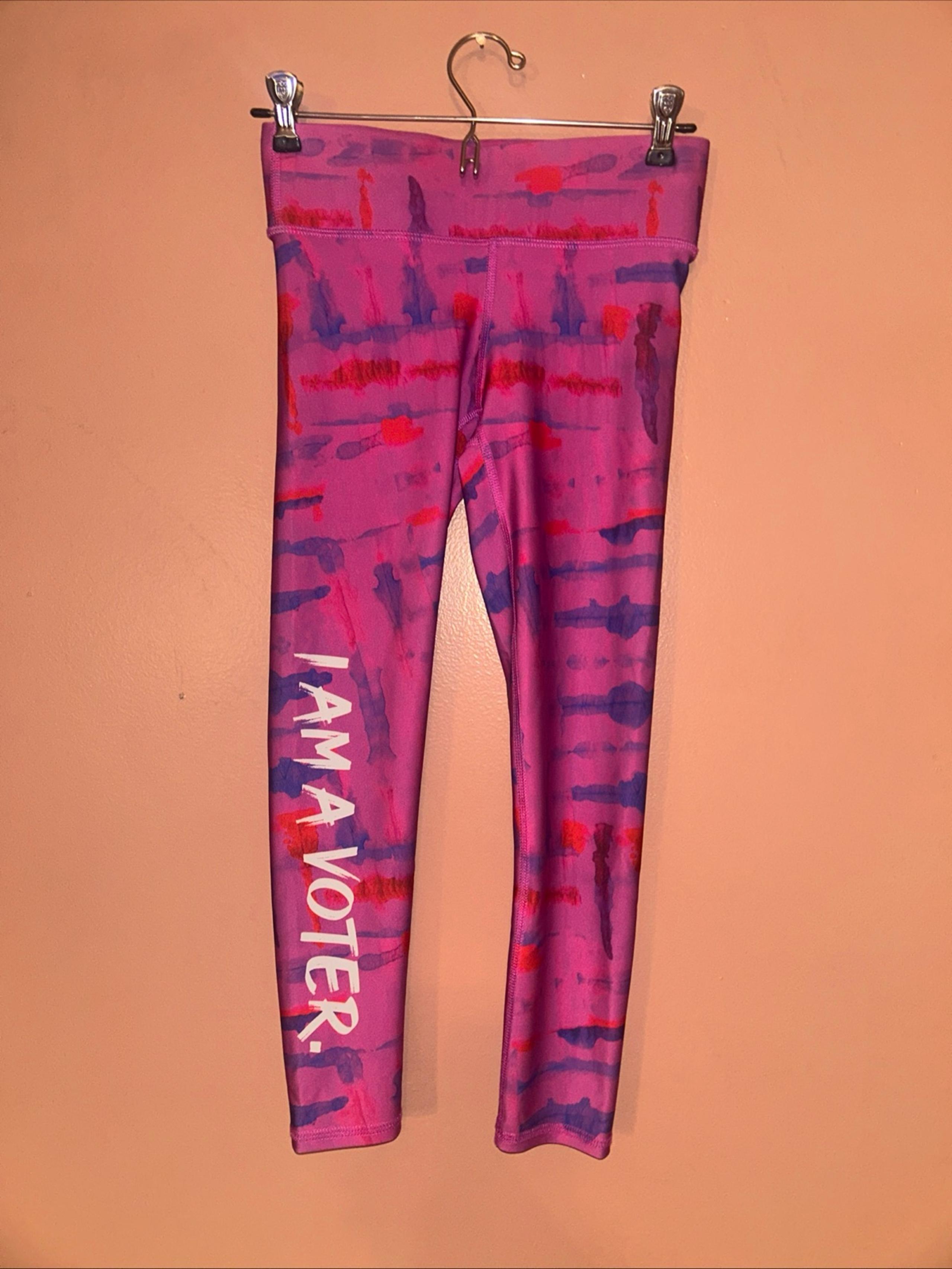 Terez  NWOT Pants Womens XS I Am A Voter. Pink/Purple Camo Leggings Activewear
