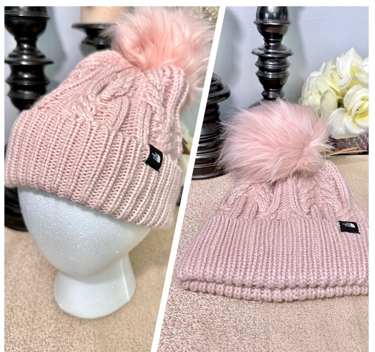 NWT Kids The North Face Fur Pom Beanie Hat