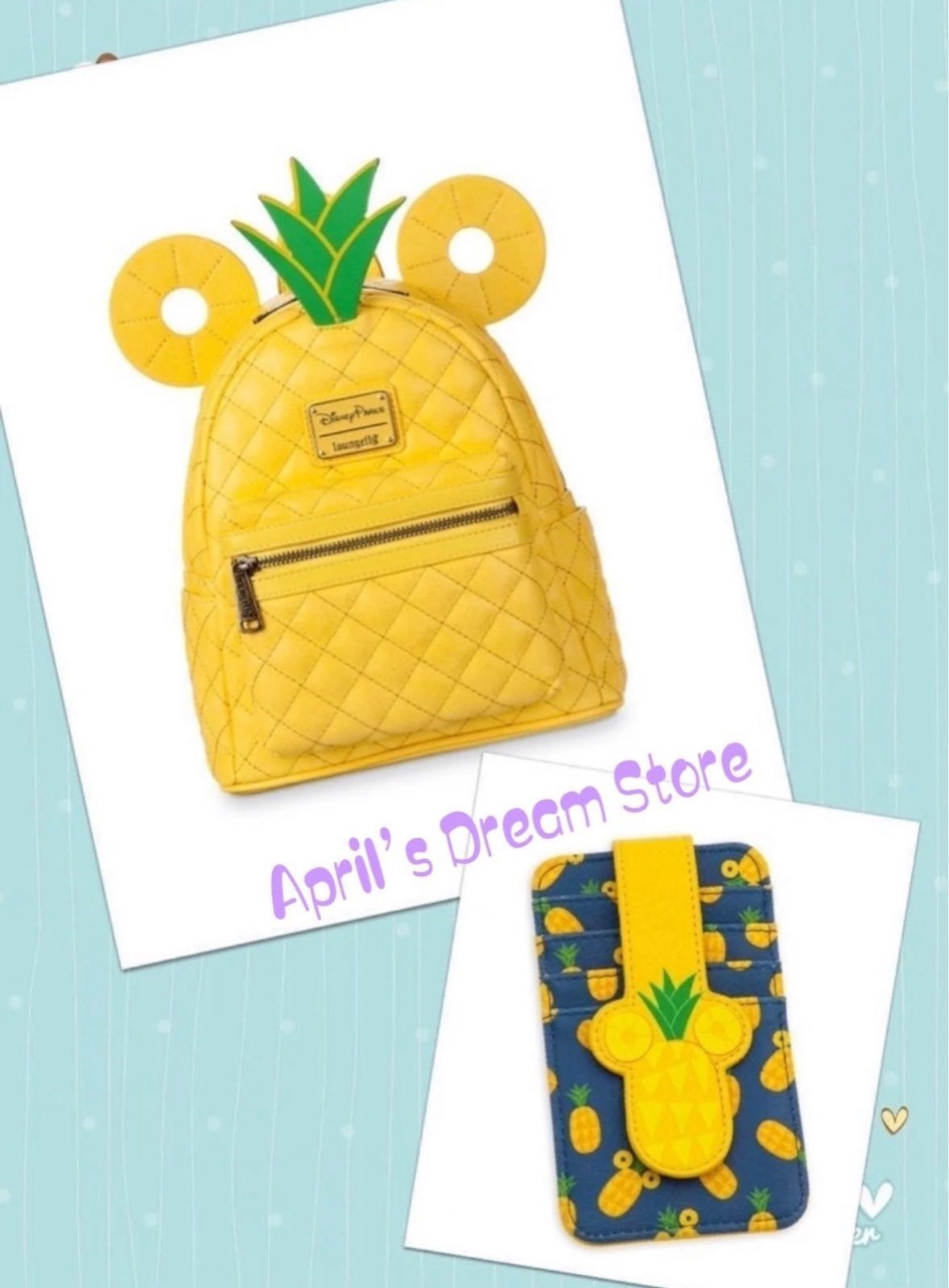 Loungefly Mickey Mouse Pineapple Mini Backpack & Cardholder Set