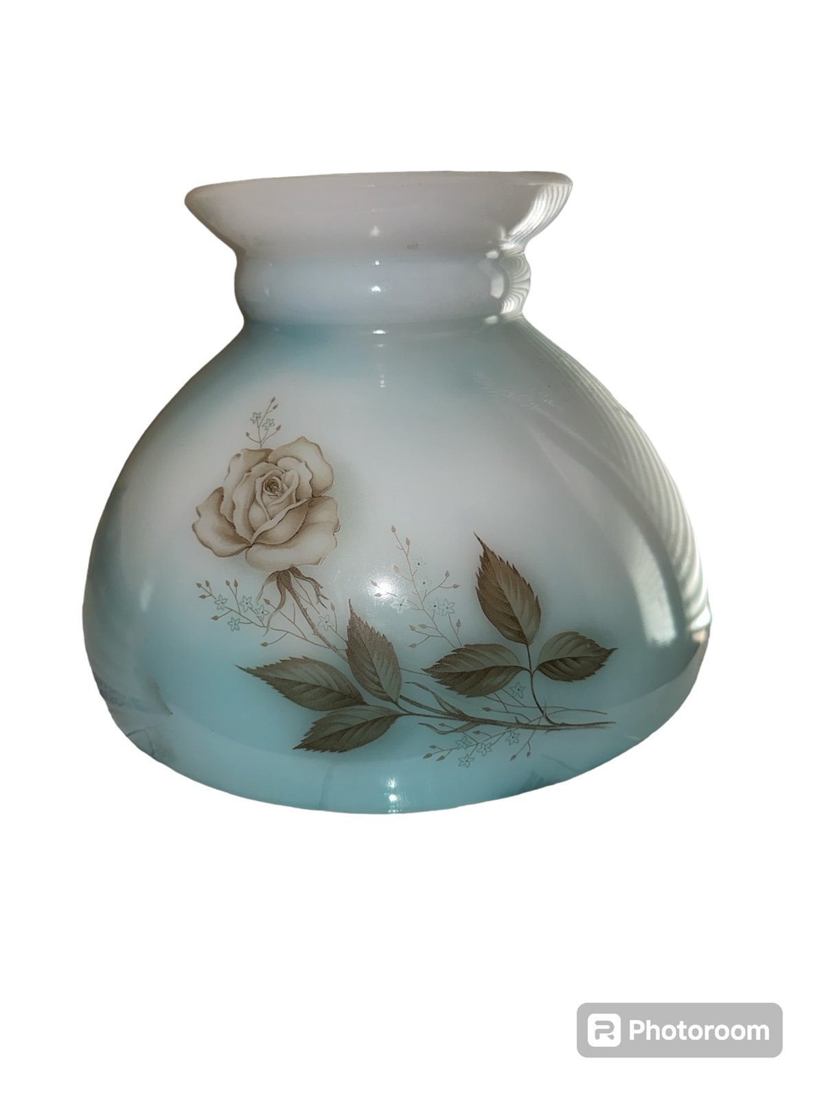 Antique Milk Glass Floral Light Shade Globe Brass Fitting Light Shade