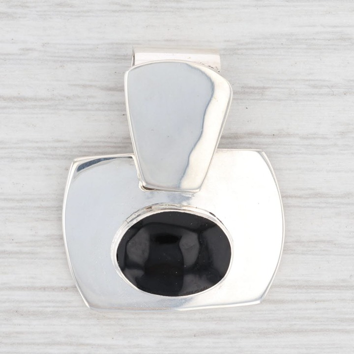 New Black Resin Pendant Sterling Silver 925 Statement
