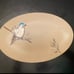 Inhomestylez Spring Bird Serving Platter, New! Embossed Beige Ceramic