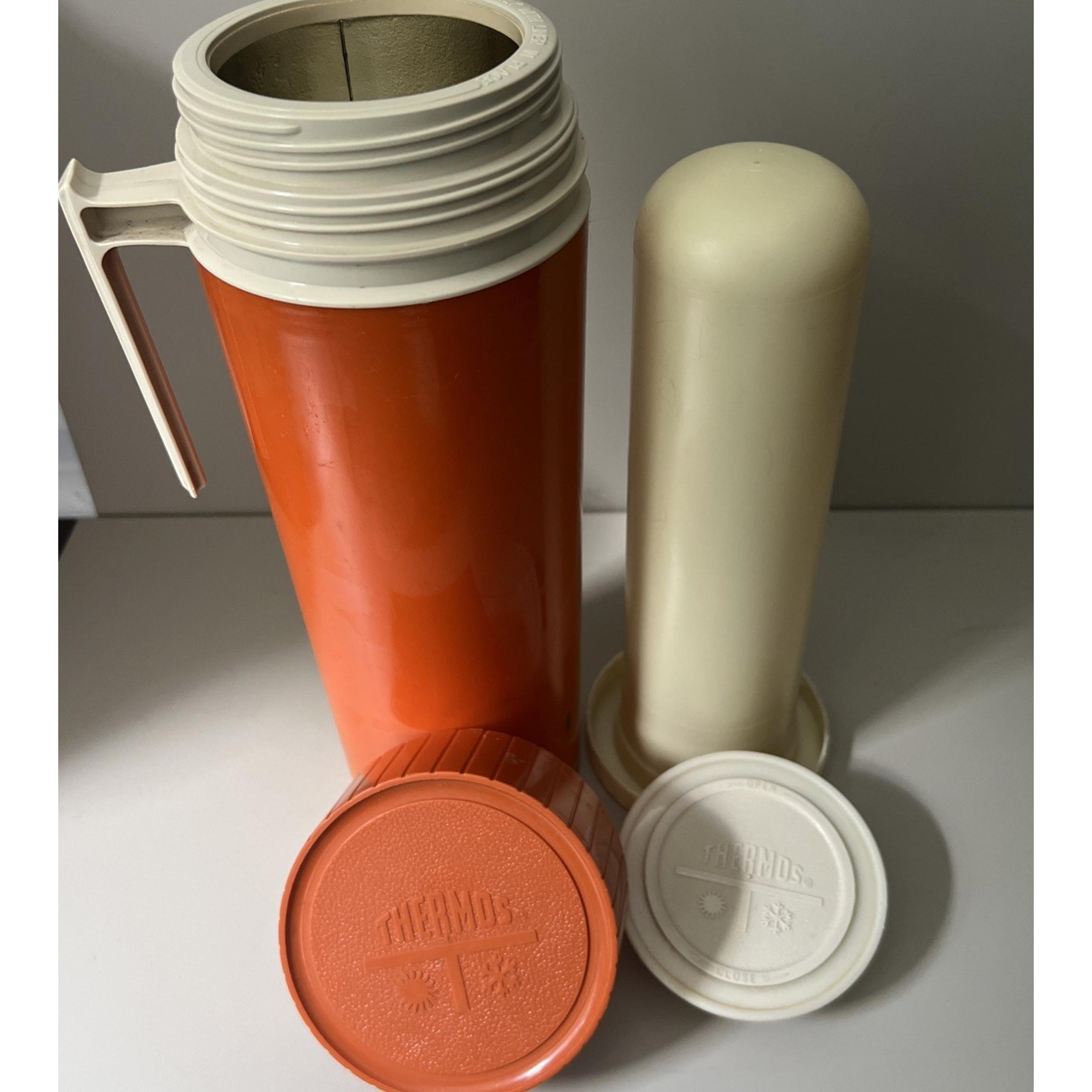 Vintage 12" Thermos King Seeley Wide Mouth 24 OZ Orange 7402 Removable Liner 70s