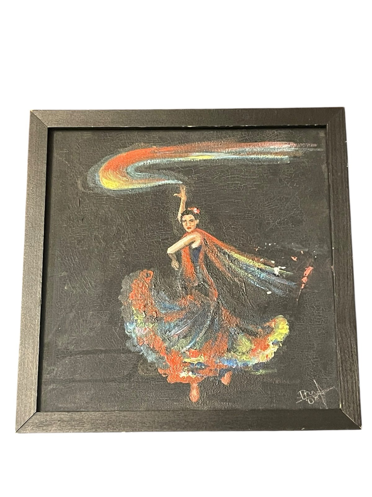 Flamenco Spanish Hand Oil Painting 11 X 11 X 2 Pre-Owned
