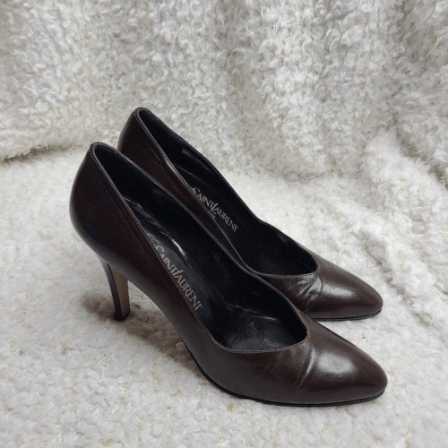 Yves Saint Laurent Vintage Chocolate Brown Leather Pumps sz 7.5 S