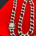 22 inch blinged out figaro chain 9mm 925 solid silver