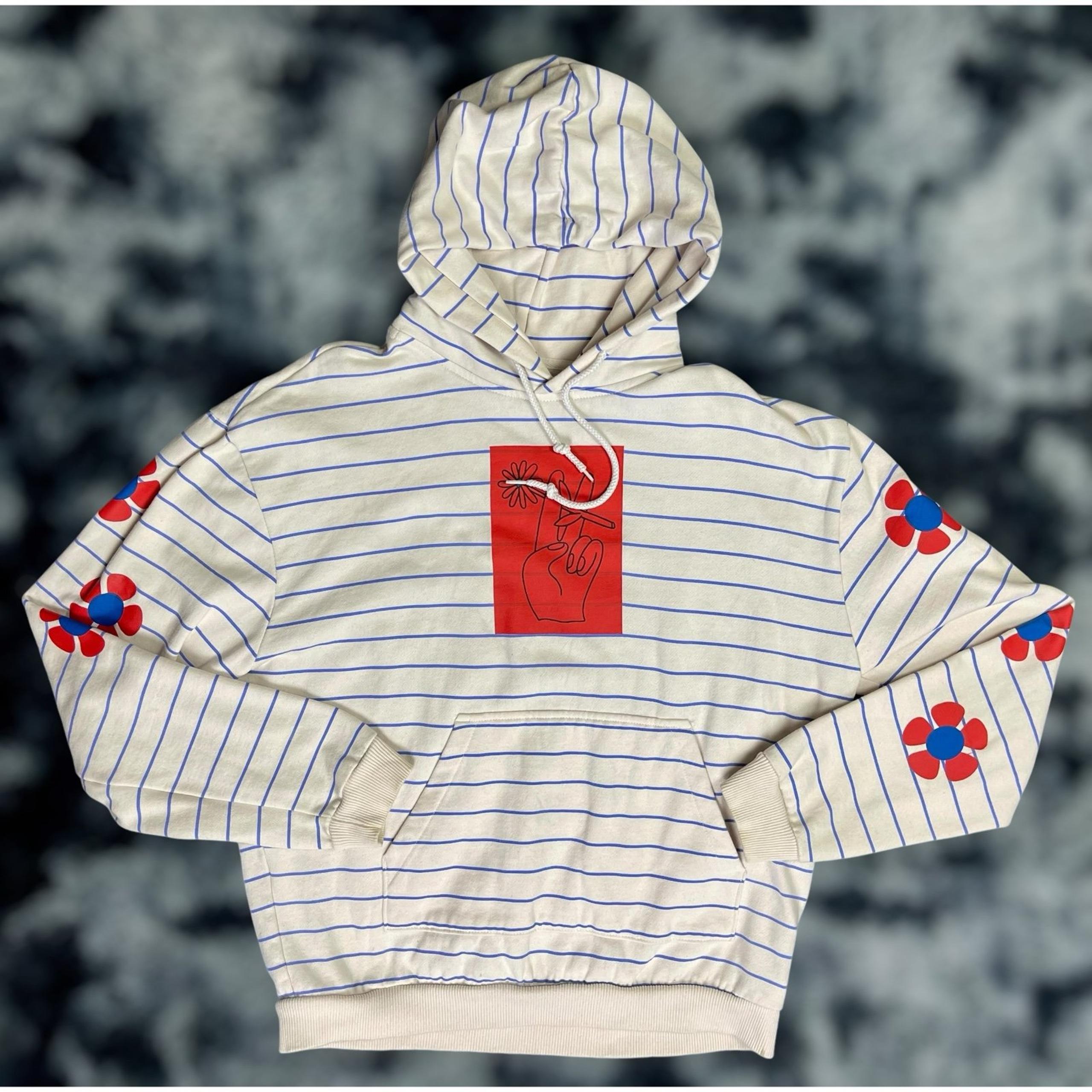 Urban Outfitters Striped Flower Cigarette Pullover Hoodie