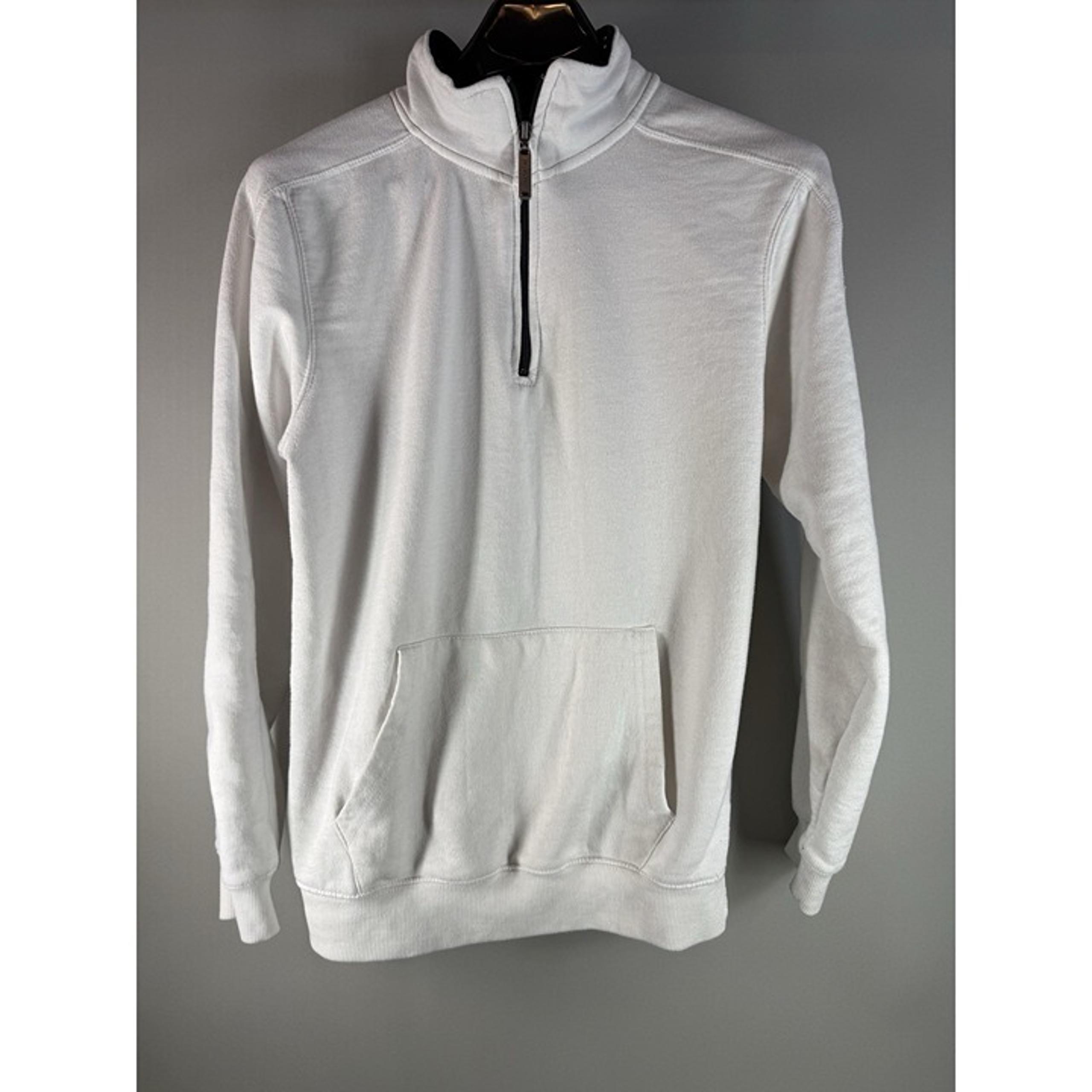 Kenneth Cole Men's White 1/4 Zip Sweatshirt with Front Pockets, Mens Size S