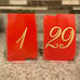 Acrylic Table numbers 1-29 in red and gold
