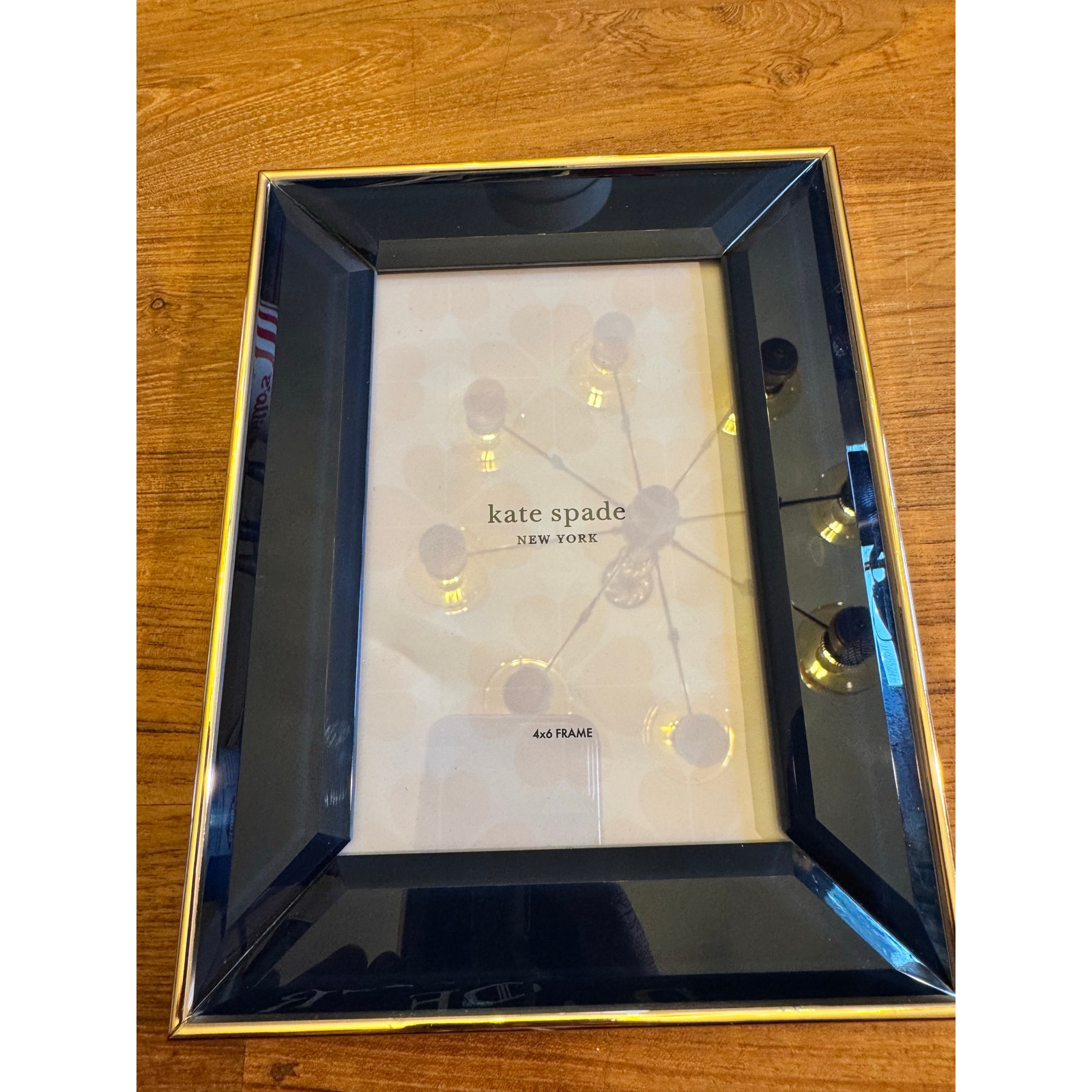 kate spade picture frame 4x6 Make It Pop Navy Blue Gold Border