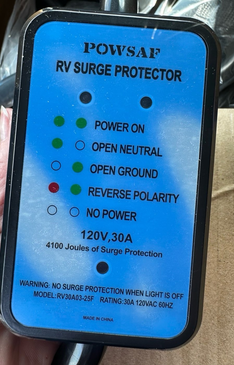 Powsafe 25 ft RV extension Cord with built in purge protector