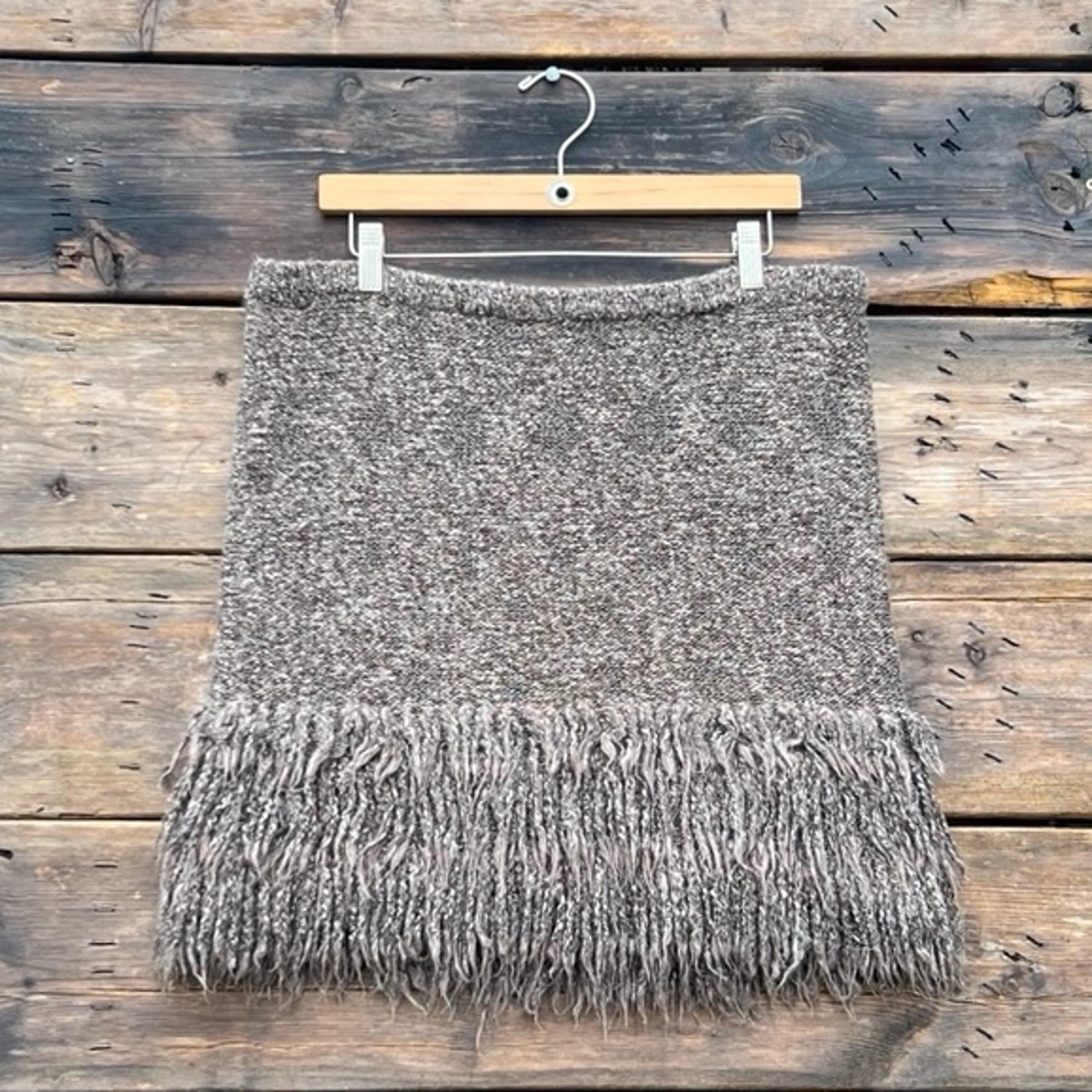Anthropologie Sparrow Alpaca Wool Blend Fringe Pencil Skirt Women’s Size Large