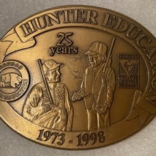 Vintage Metal Belt Buckle, Brass, Kansas, Hunter Education, Hunting, Nice