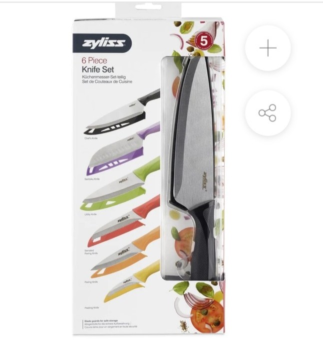Zyliss 6 Piece Kitchen Knife Value Set with Sheath Covers