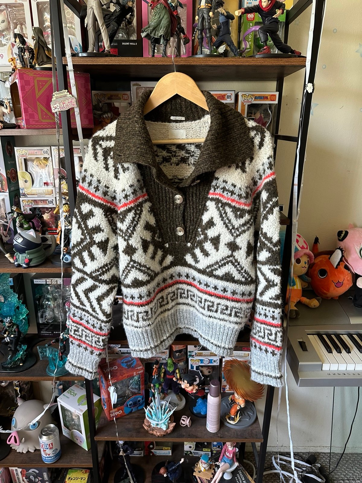 MOTHER The Buttoned Collar Jumper Dimestore Cowgirl Sweater Women’s Size S