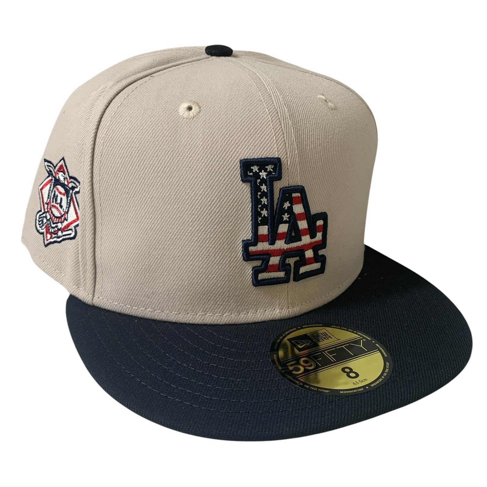Los Angeles Dodgers New Era Independence Day Beige 59FIFTY Fitted Hat Size 8