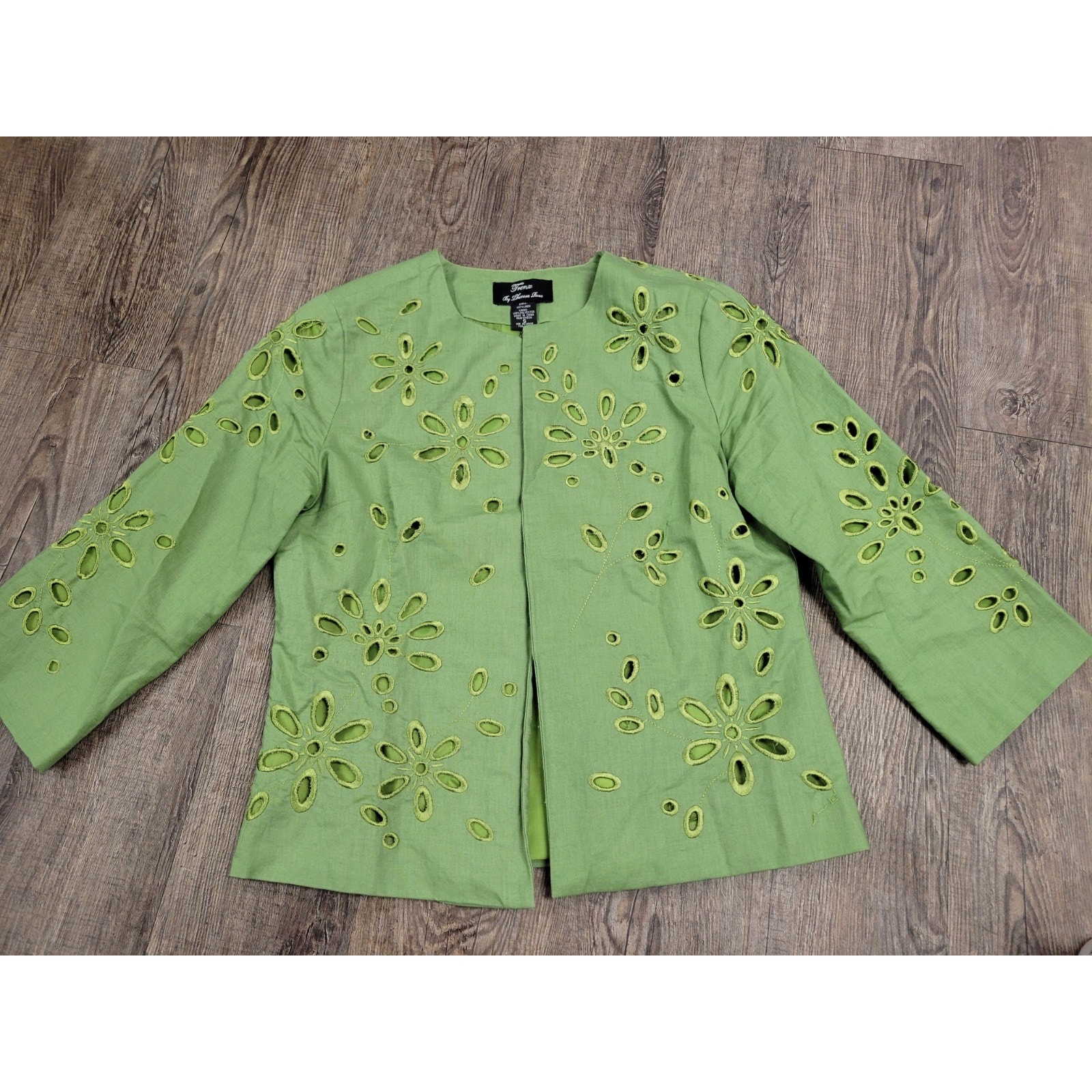 Trenz 100% Linen Theresa Renx Green Light Women's Jacket Small