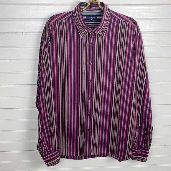 Ted Baker London Striped Button Down Shirt Size 6 (XXL)