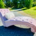 SUPERB Never Sat Home Elegance PINK VELVET DIAMOND studded chaise lounge chair