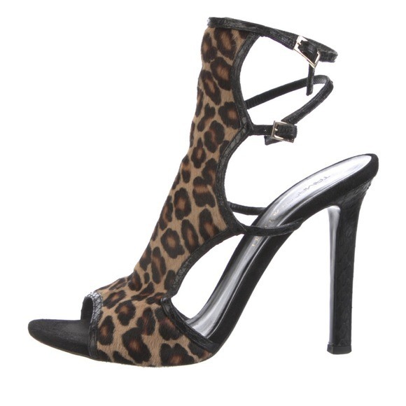 TAMARA MELLON Trouble Maker pony hair leopard stiletto heel 38