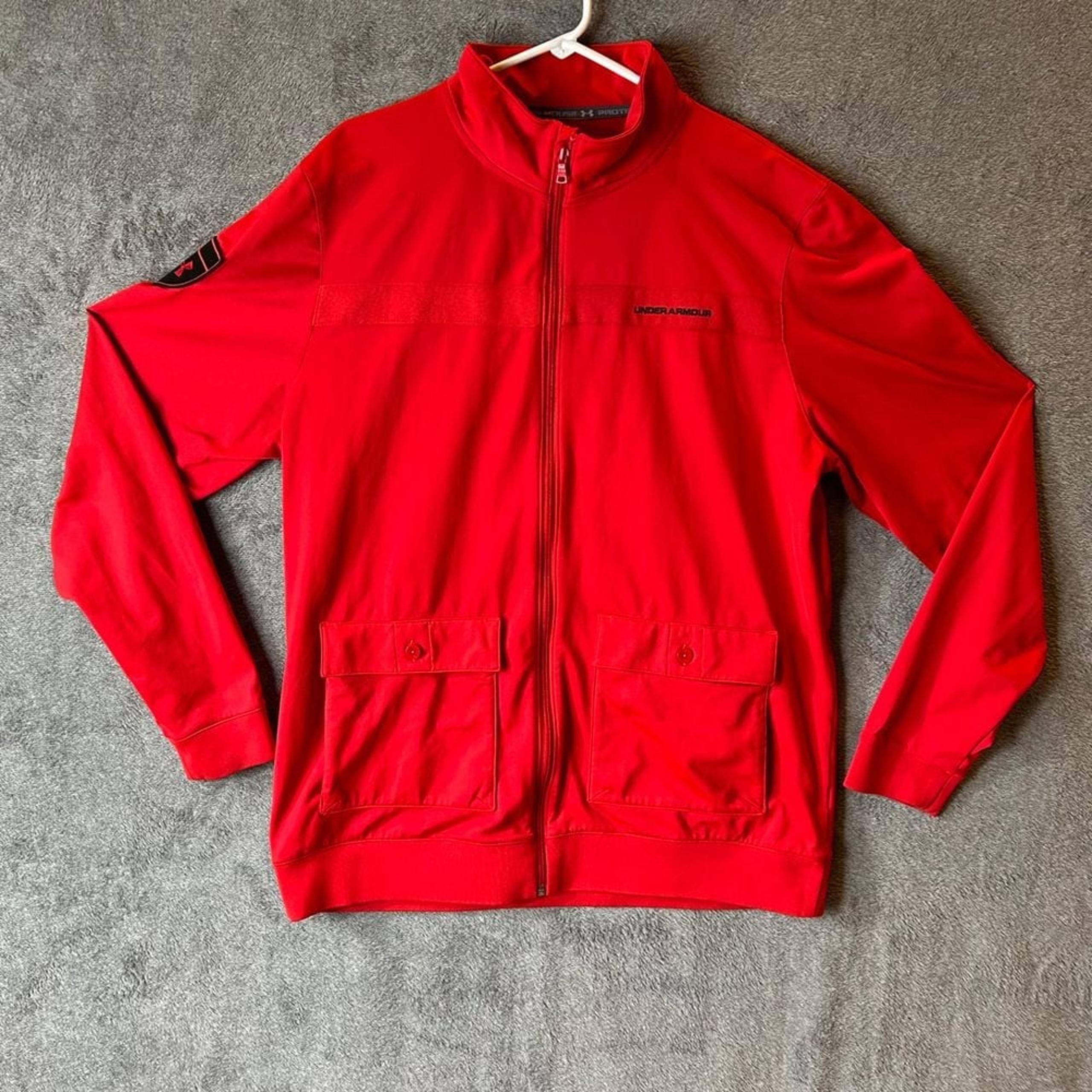 under armour mens XL loose coldgear red full zip jacket polyester