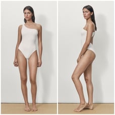 NWT Massimo Dutti White One Piece Open Back Swimsuit Size Large