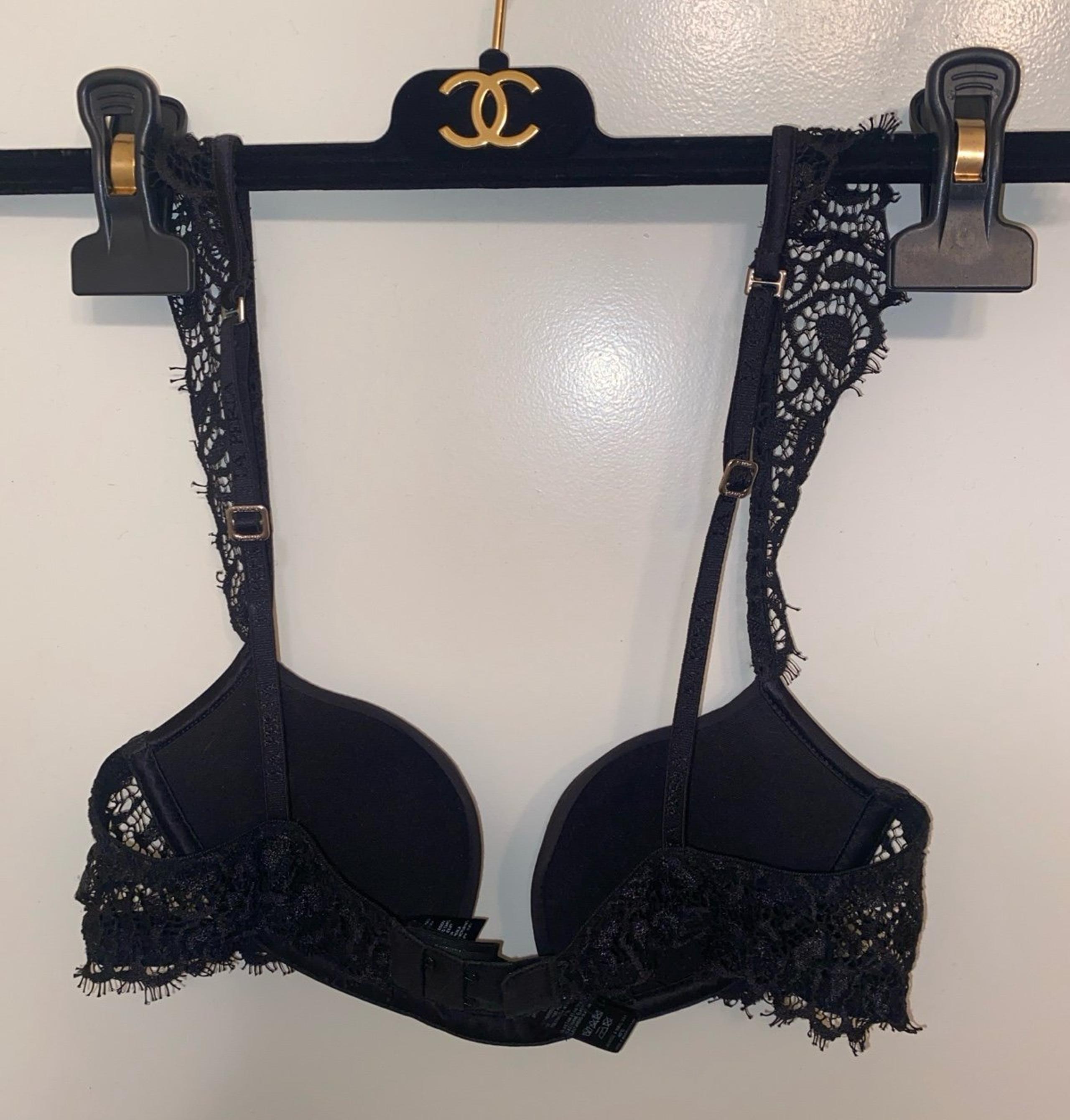 $395 34A La Perla Luxury Lace Satin Bra black