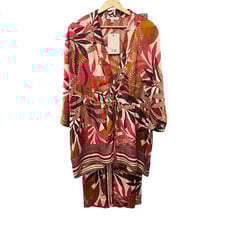NWT DR2 Daniel Rainn Satin Floral Geometric Kimono Top Loungewear Pajama Set XL