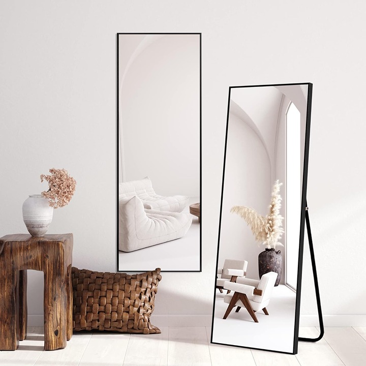 Full Length Mirror, 51x16 Inch Aluminum Alloy Frame Large Wall Mirror