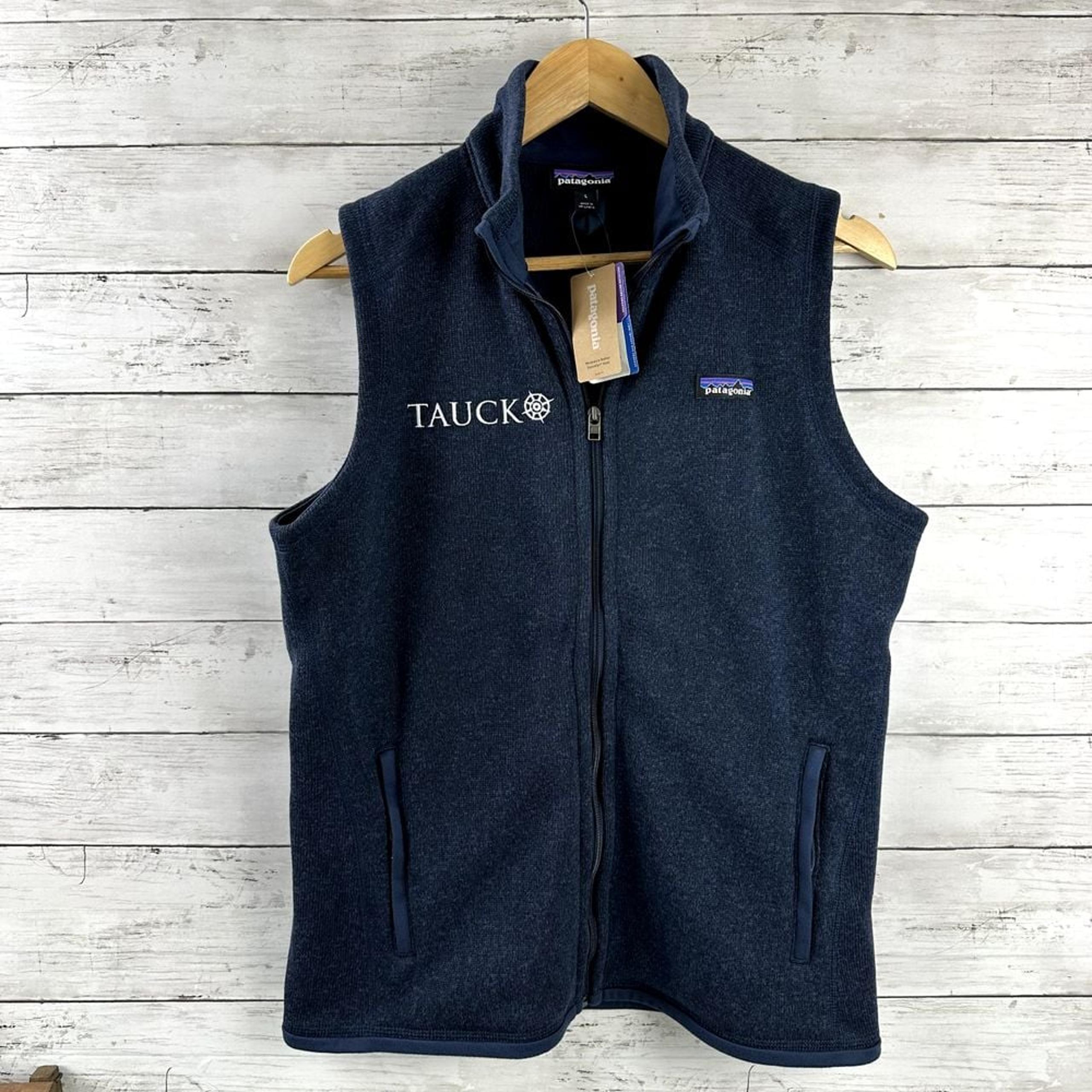Patagonia Better Sweater Vest Womens L Navy Blue Corporate Logo Zip New