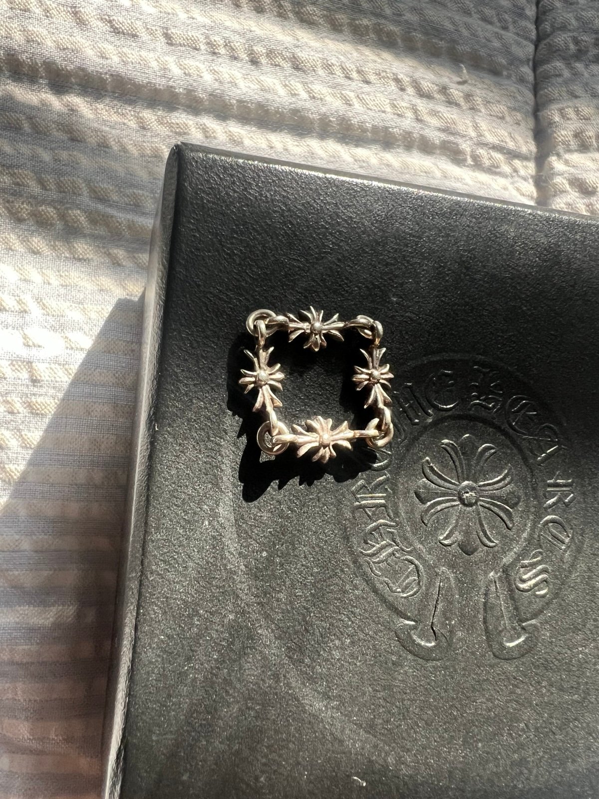 Chrome hearts tiny E ring with gemstones