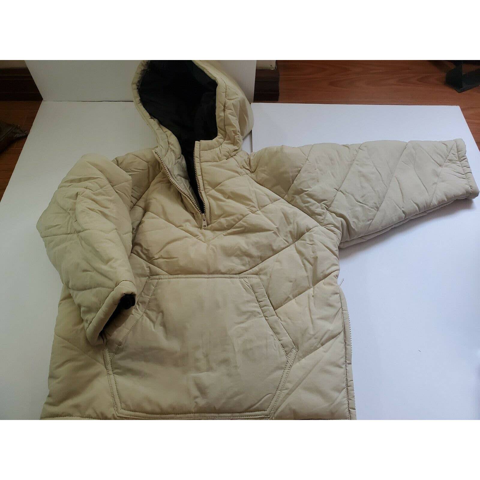 j crew kid boys winter coat hooded jacket Size Small New Khaki vtg Vintage