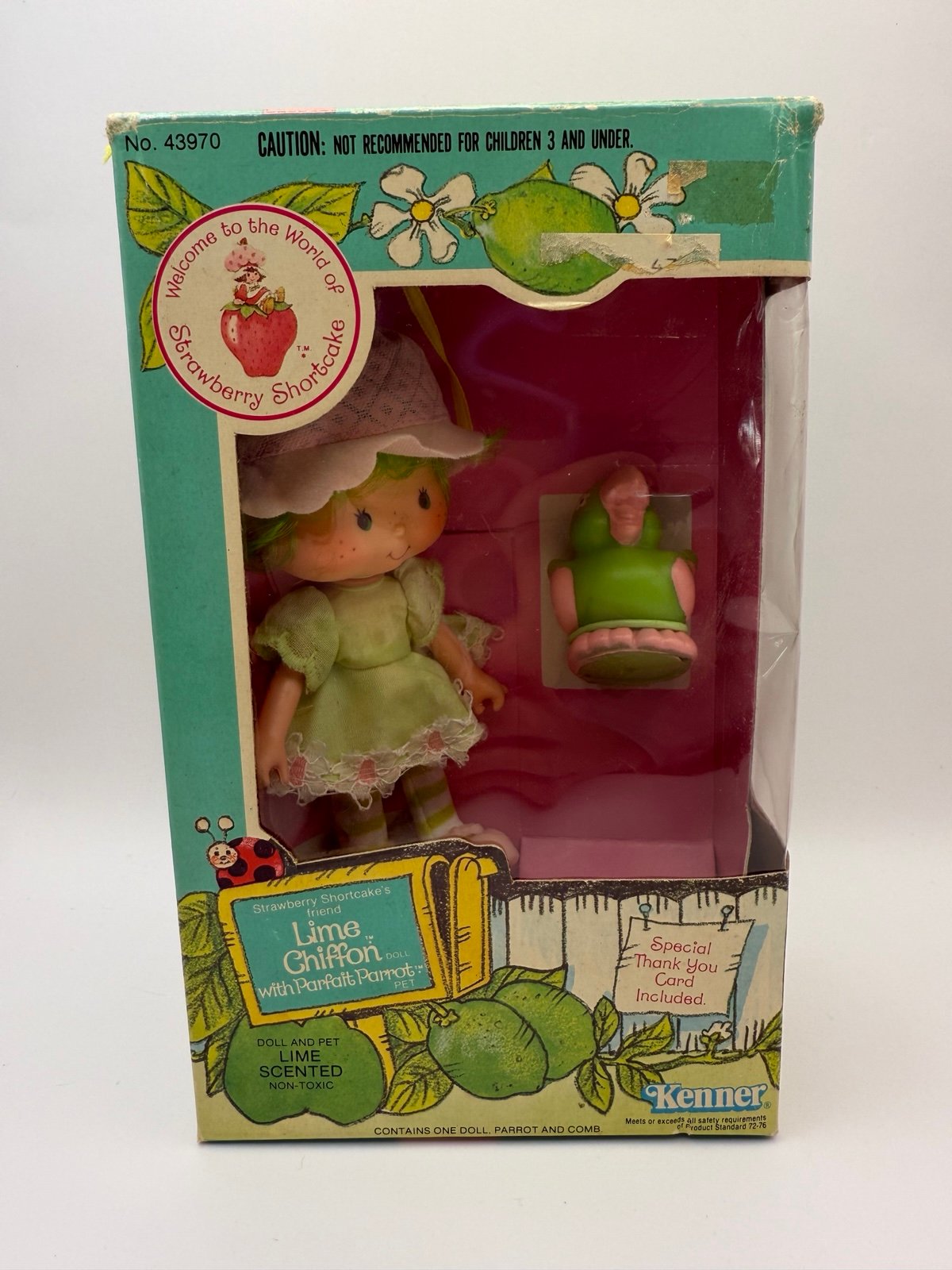 1982 Strawberry Shortcake's Friend Lime Chiffon w/ Parfait Parrot in box Kenner