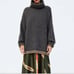ZARA Oversized Chunky Knit Turtleneck Stripe Long Sleeves Pullover Sweater