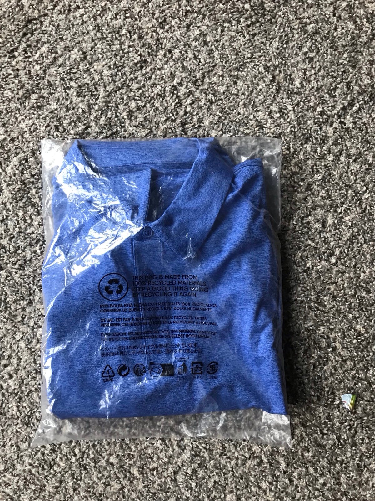 Lands' End Men's True Blue Rapid Dry Space Dye Polo