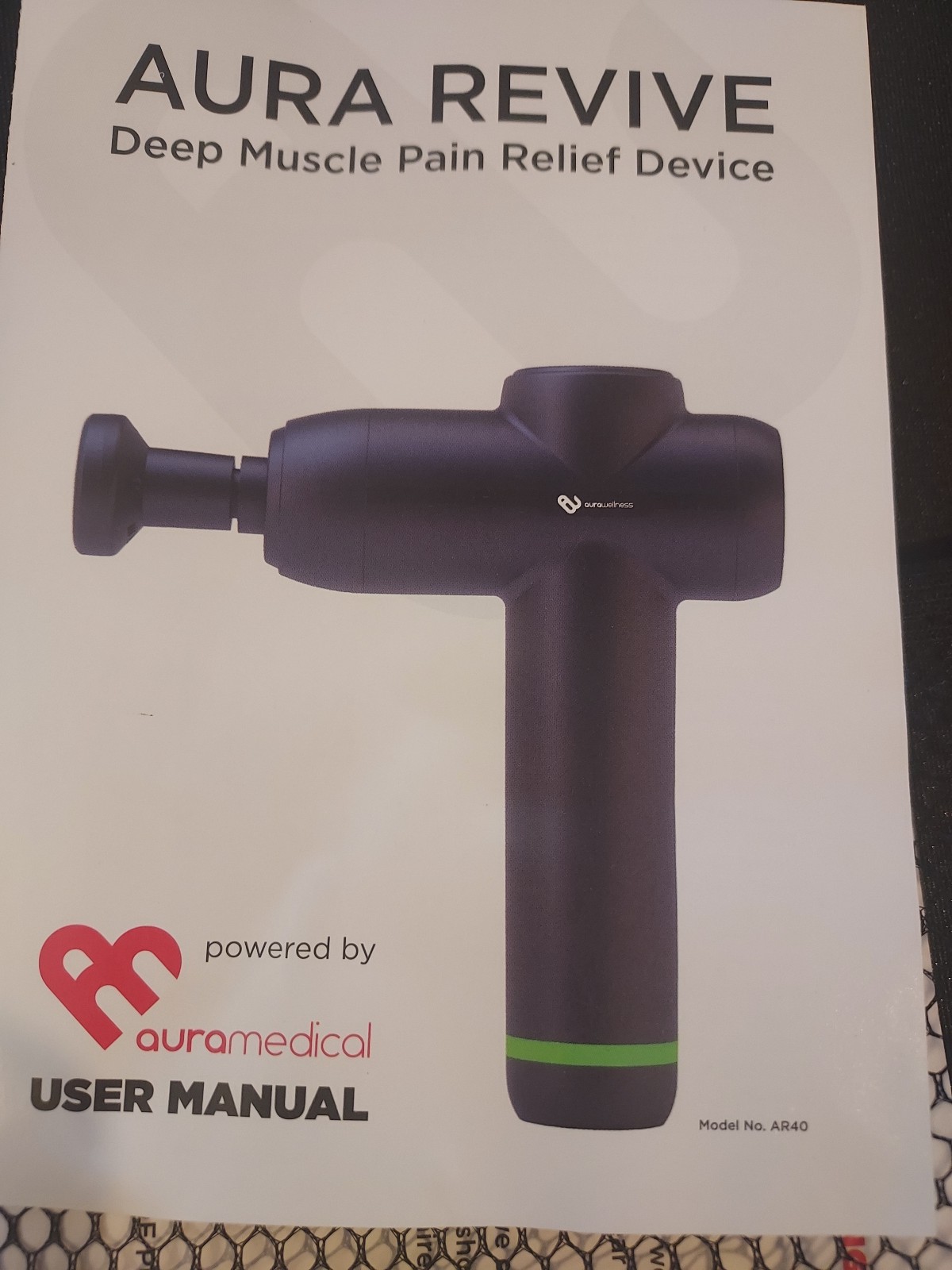 Aura Revive Deep Muscle Device Heated Massage Gun W/Attachments (For Parts).