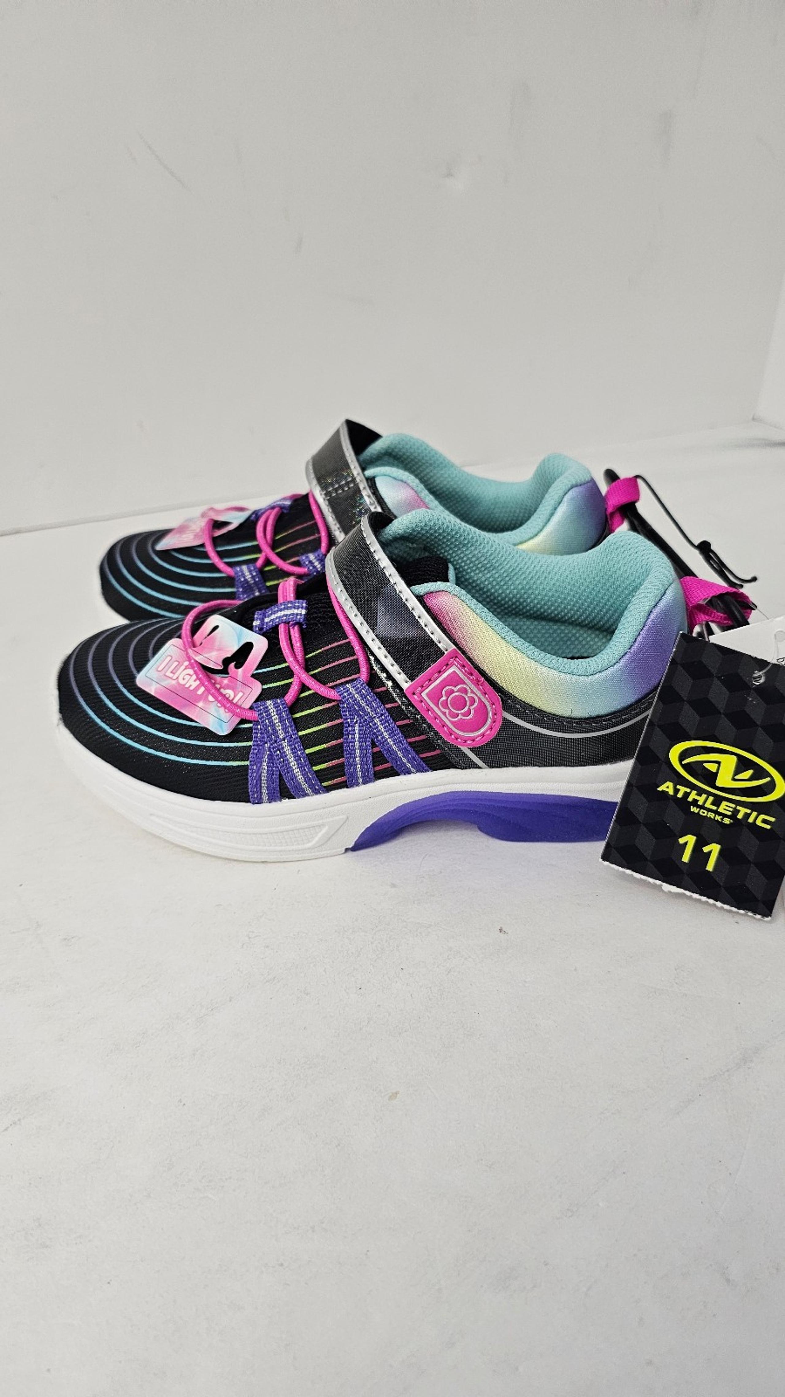 Girls Youth size 11 Athletic Works Memory Foam Light up Shoes