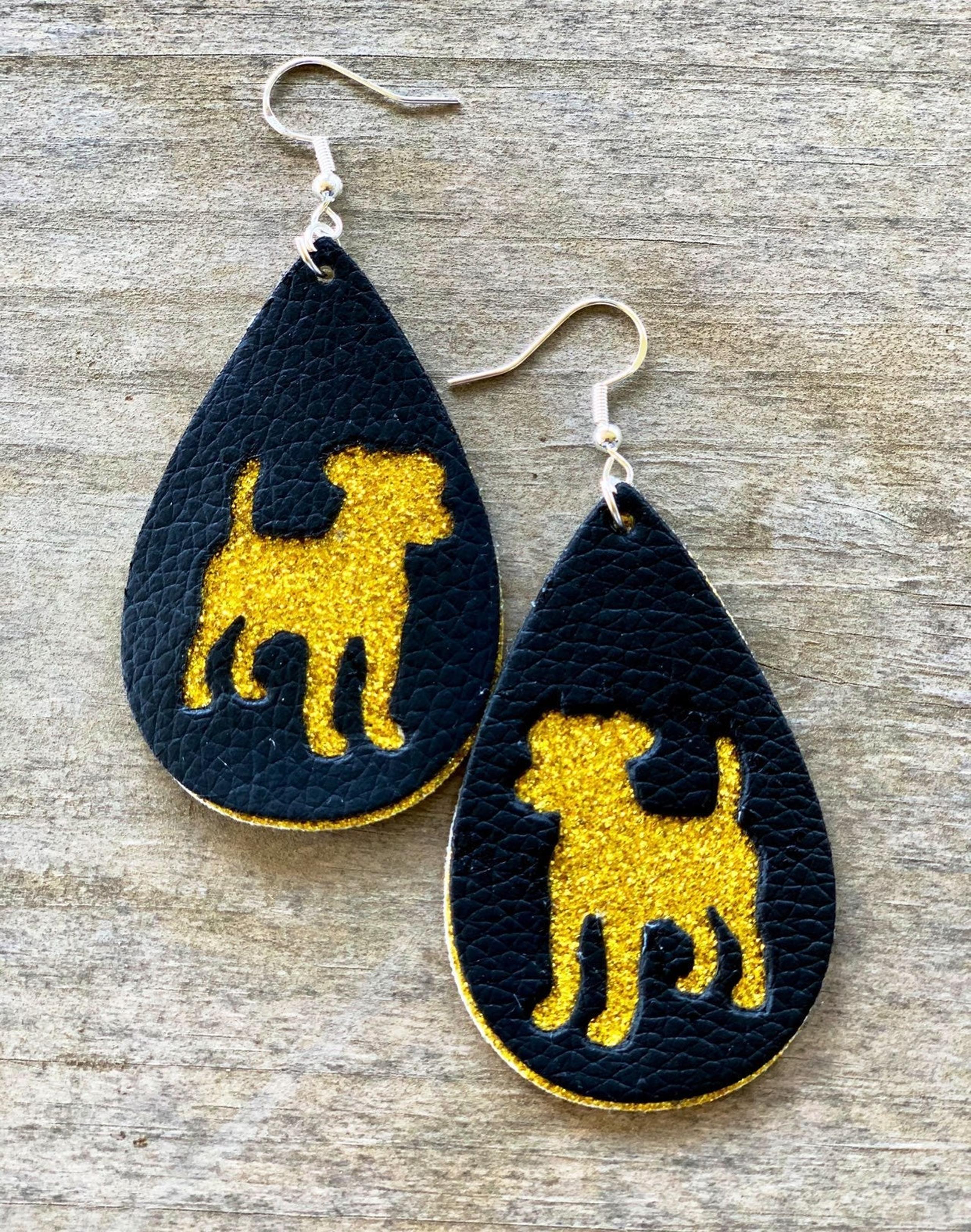 Handmade earrings Puppy Dog Faux Leather