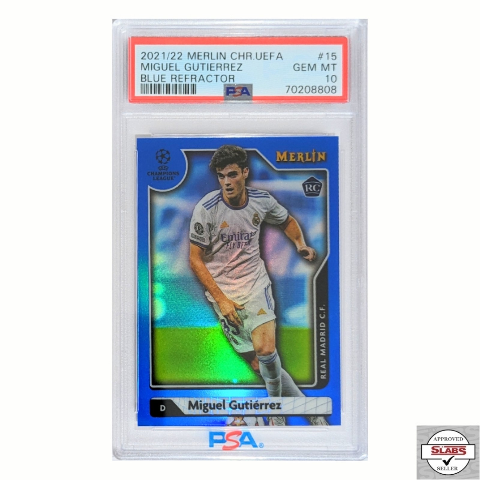 PSA 10 POP 1 Miguel Gutierrez - 2021 Merlin Chrome UEFA Blue Refractor /75