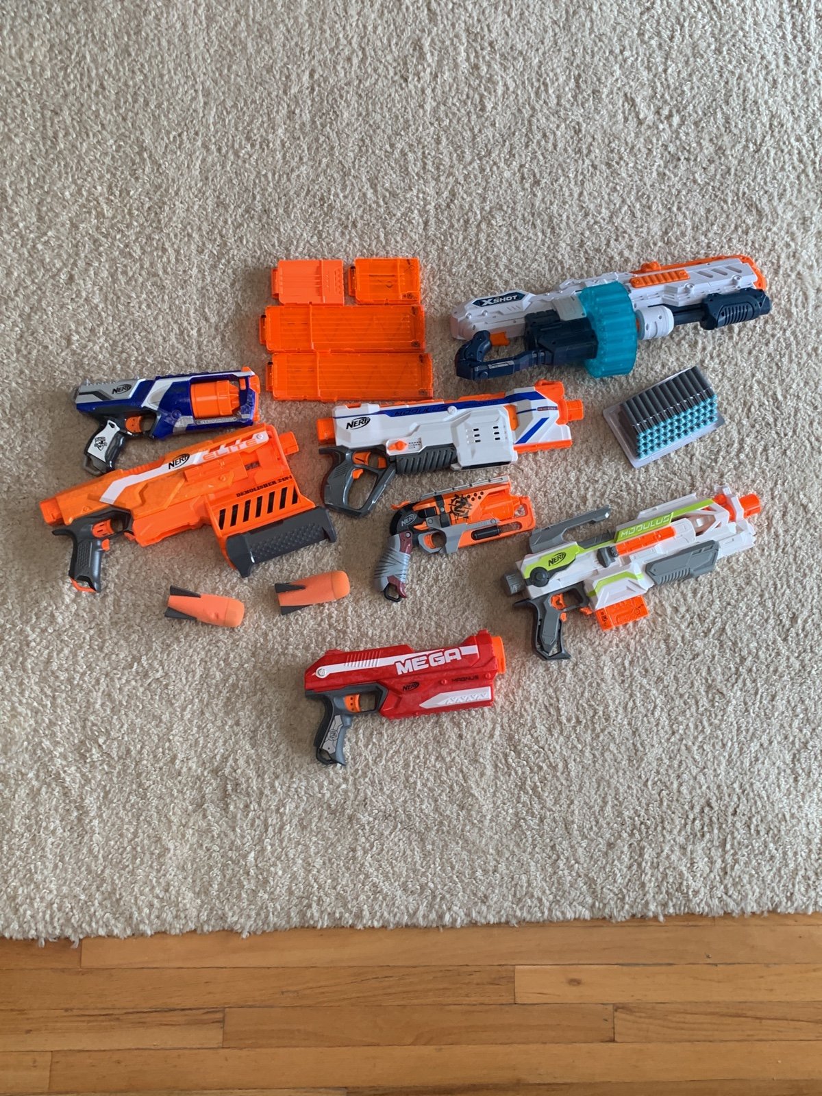 Nerf Gun Lot - 7 Blasters and More