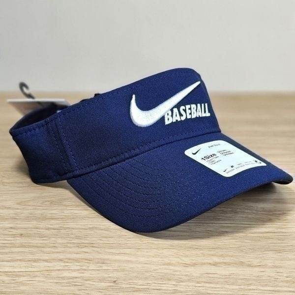 Nike Baseball Visor Hat Dri-Fit Navy Blue White Adjustable Unisex Style New