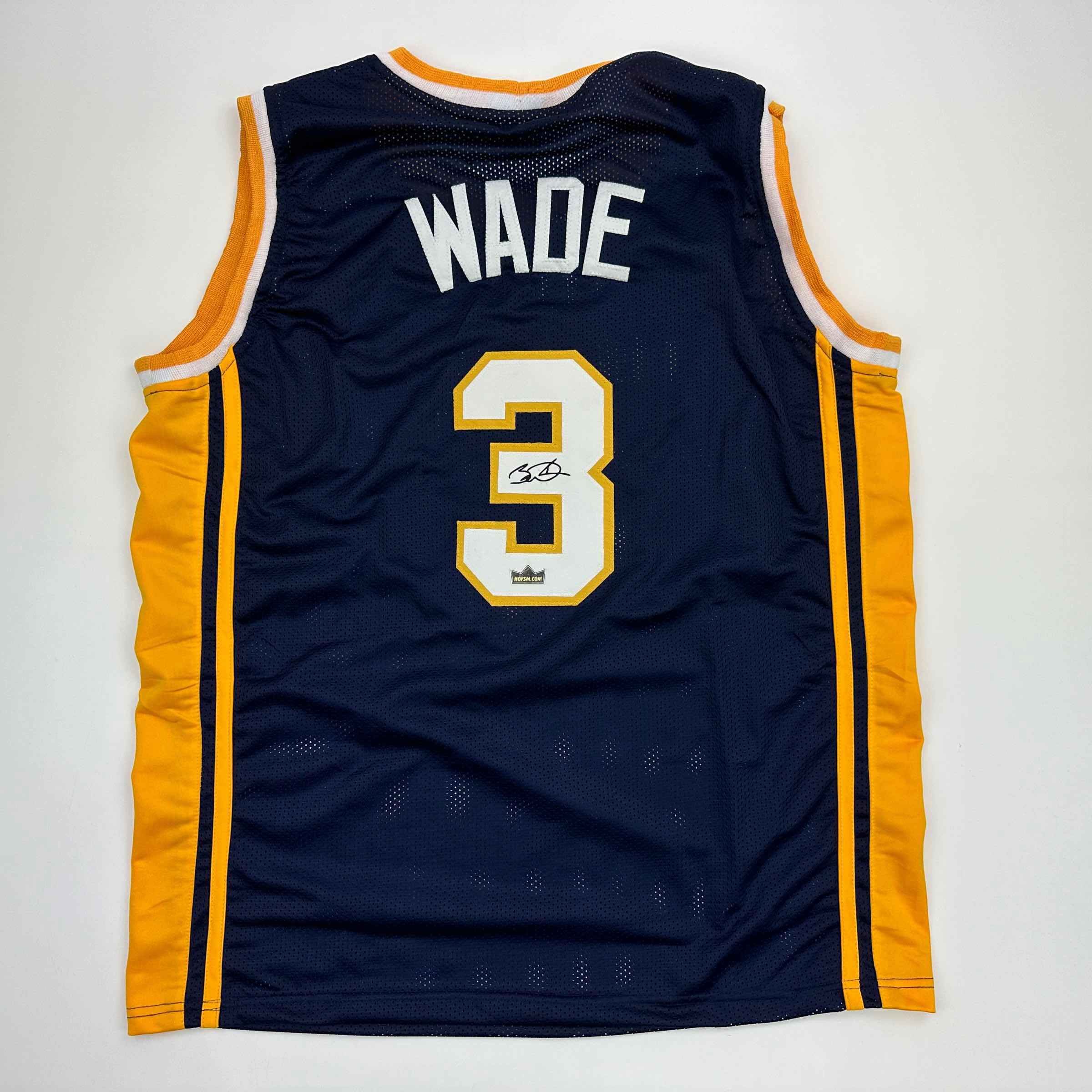Facsimile Autographed Dwyane Wade Marquette Blue Auto Jersey Size Men's XL