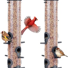 Kingsyard 2 Pack Tube Feeders with 6 Feeding Ports for Outdoors Hanging Premium